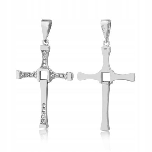 MĘSKI DUŻY SREBRNY KRZYŻYK VIN DIESEL SZYBCY I WŚCIEKLI SREBRO PRÓBA 925 na Arena.pl