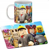 ZESTAW KUBEK + PODKŁADKA - ROBLOX GRA ONLINE - PREZENT WIELE WZORÓW + IMIĘ