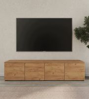 STOJĄCA SZAFKA RTV KOMODA PÓŁKA POD TELEWIZOR 200 DĄB CRAFT ZŁOTY 4 DRZWI