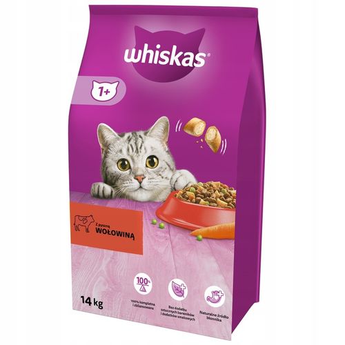 WHISKAS sucha karma dla kota z wołowiną 14 kg na Arena.pl