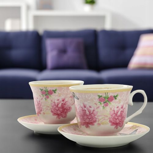 KPL FILIŻANEK PORCELANOWYCH ZE SPODKAMI 2 SZT NA KAWĘ HERBATĘ 250 ML na Arena.pl