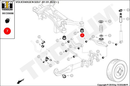 VW GOLF TULEJA DRĄŻKA TYLNEGO 03- na Arena.pl