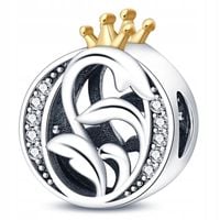 Zawieszka SREBRO 925 Charms Koralik Korona Litera O