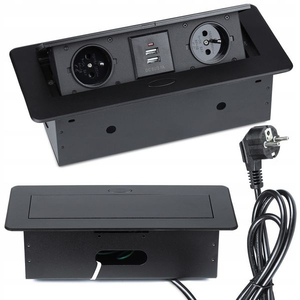 GNIAZDO CHOWANE W BLAT NABLATOWE GNIAZDKO + 2 USB zdjęcie 14