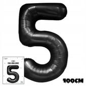 BALON FOLIOWY CYFRĄ CYFERKA 5 CZARNA NA IMPREZE URODZINOWĄ PRZYJĘCIE 100cm