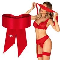 Czerwona satynowa opaska na oczy BDSM Obsessive Blindfold Red One Size