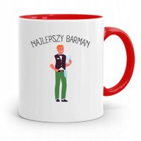 Kubek Czerwony Prezent Dla Najlepszego Barmana Z Nadrukiem Ze Zdjęciem
