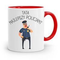 Kubek Czerwony Dla Taty Ojca Najlepszy Policjant Z Nadrukiem Ze Zdjęciem