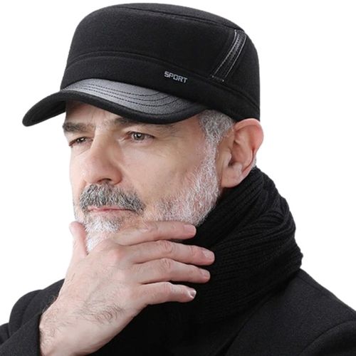 ZIMOWA CZAPKA Z DASZKIEM CHOWANE NAUSZNIKI CIEPŁA DLA STARSZEJ OSOBY na Arena.pl