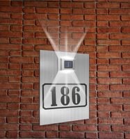 srebrna TABLICZKA ADRESOWA aluminiowa oświetlony numer domu 30x20 pionowa