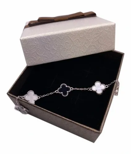 BRANSOLETKA Srebrna Damska SREBRO pr.925 Koniczyna Onyks Perłowa Koniczynka na Arena.pl