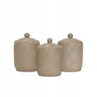 Zestaw 3 ceramicznych pojemników 'GEOMETRY BEIGE' | Maestro MR-20004-03CS