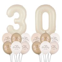 Zestaw balonów na 30 urodziny kremowy