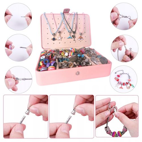 ZESTAW DO ROBIENIA BRANSOLETEK BIŻUTERI NASZYJNIK KORALIKI CHARMS ZAWIESZKI na Arena.pl