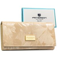 beżowy portfel damski ze skóry naturalnej i ekologicznej zamykany