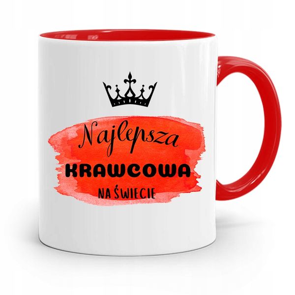 Kubek Czerwony Krawca Krawcowej Najlepsza Krawcowa Z Nadrukiem Ze Zdjęciem zdjęcie 1