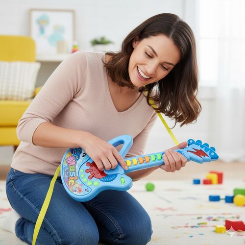 Interaktywna gitara muzyczna zabawka dla dzieci świeci melodie 8klawiszy na Arena.pl