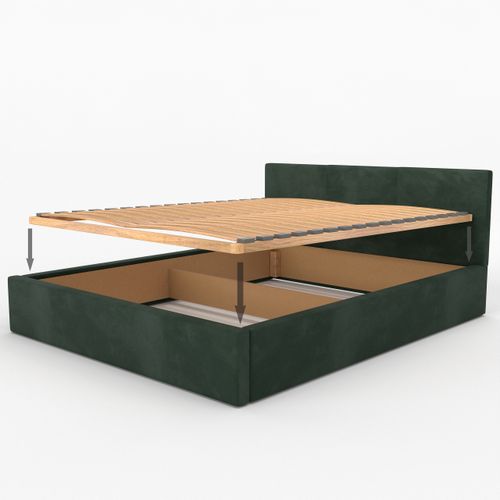 ŁÓŻKO TAPICEROWANE 180x200 ŁÓŻKO PODWÓJNE Z POJEMNIKIEM BUTELKOWA ZIELEŃ na Arena.pl