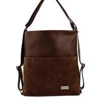 Torebka plecak z zamszem - Brązowa