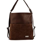 Torebka plecak z zamszem - Brązowa