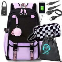 PLECAK SZKOLNY DO SZKOŁY MŁODZIEŻOWY PIÓRNIK + WOREK ZESTAW FIO4W USB