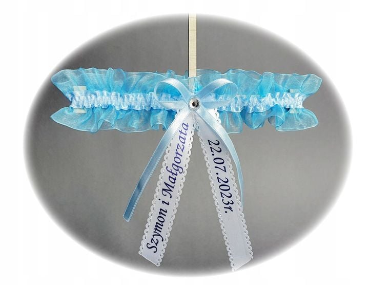 Podwiązka ślub imiona data kryształ zdjęcie 1
