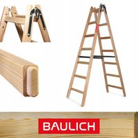 Drabina drewniana 2x7 malarska dwustronna rozstawna rozkładana BAULICH