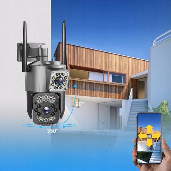 PODWÓJNA KAMERA WIFI IP ZEWNĘTRZNA OBROTOWA 2K ŚLEDZENIE 4MPX DOŚWIETLENIE zdjęcie 3