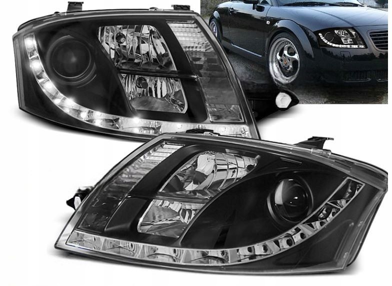 LAMPY REFLEKTORY AUDI TT (8N) OD 1999 DO 2006 DAYLIGHT LED BLACK SILNICZKI zdjęcie 2