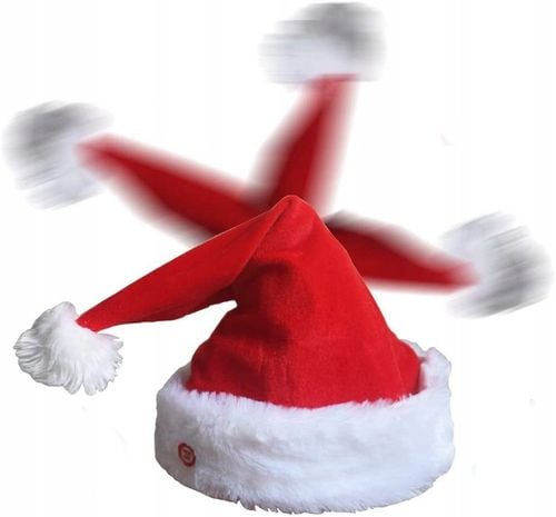 INTERAKTYWNA CZAPKA MIKOŁAJA TAŃCZĄCA GRAJĄCA ZABAWNA DEKORACJA ŚWIĄTECZNA na Arena.pl