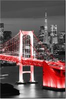 100 70CM OBRAZ PŁÓTNO TOKYO MOST TĘCZOWY CZERWIENI PŁÓTNO RAMA