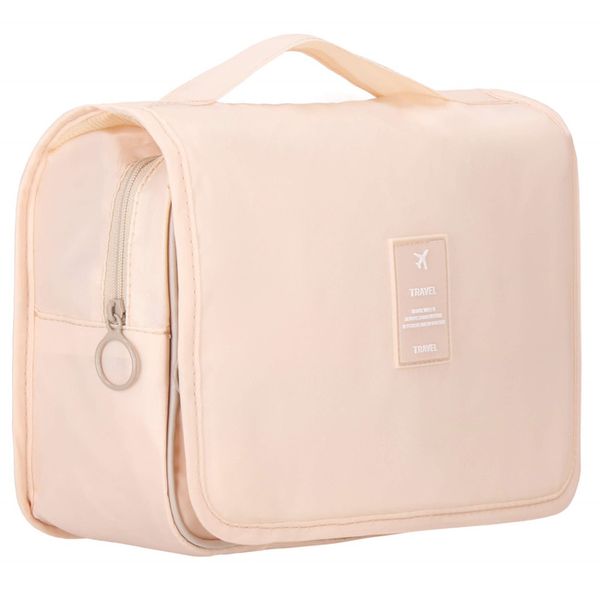 Organizer podróżny na kosmetyki 23x19x9,5 cm kosmetyczka do samolotu beżowa zdjęcie 3