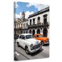 Obraz do salonu biura gabinetu, Retro samochody stojące na ulicy