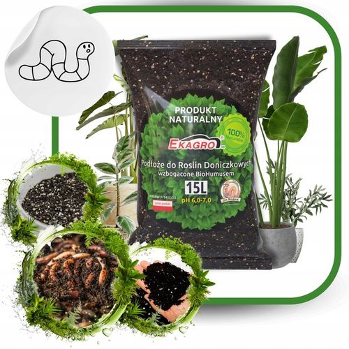 Ziemia Podłoże do Roślin Doniczkowych Zielonych Kwiatów z humusem 15L na Arena.pl