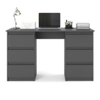 Biurko Komputerowe 6 Szuflad Nowoczesne Salon Sypialnia Szare 120cm Ofi