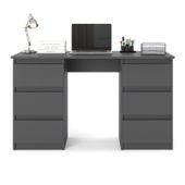 Biurko Komputerowe 6 Szuflad Nowoczesne Salon Sypialnia Szare 120cm Ofi