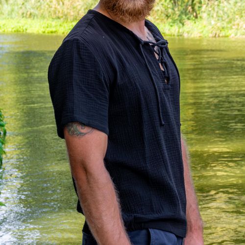 Męska koszula muślinowa w stylu wikingów, idealna na lato na Arena.pl