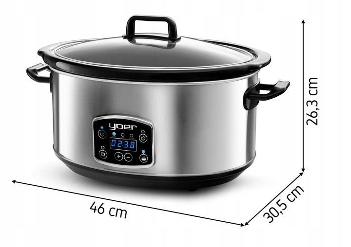 Wolnowar Slow Cooker Garnek ceramiczny 6,5L Yoer 320W INOX LCD +Programator zdjęcie 5