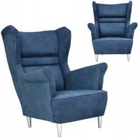 Fotel uszak Zoja skandynawski Family Meble granatowy zamszowy welurowy