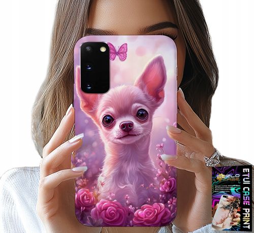 ETUI DO SAMSUNG GALAXY S20 - SŁODKA CHIHUAHUA NA RÓŻOWYM TLE KWIATAMI na Arena.pl