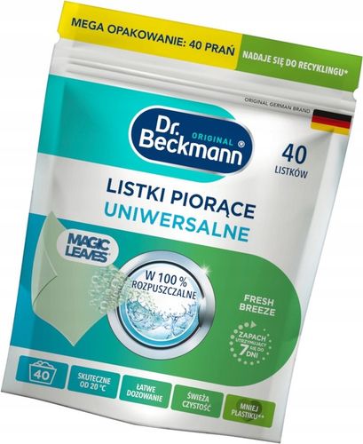 Dr. Beckmann MAGIC LEAVES Chusteczki Listki Piorące do Prania Uniwersal x40 na Arena.pl