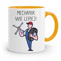 Kubek Żółty Dla Mechanika Mechanik Wie Lepiej! Z Nadrukiem Ze Zdjęciem