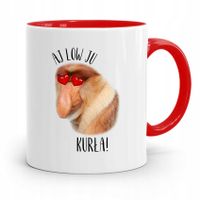 Kubek Czerwony Nosacz Janusz Aj Low Ju Kurła Z Nadrukiem Ze Zdjęciem