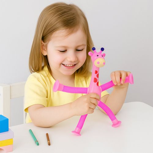 Żyrafa pop tube rurka rozciągania z przyssawkami sensoryczna różowy na Arena.pl
