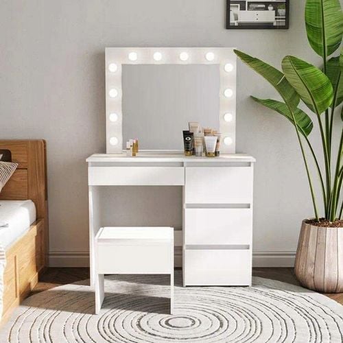 TOALETKA kosmetyczna LUSTRO OŚWIETLENIE 12 LED 94 x 140 x 43cm na Arena.pl