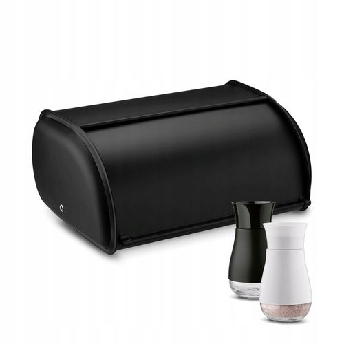 Zestaw CHLEBAK Stalowy i 2 POJEMNIKI na przyprawy Tadar Satino Black na Arena.pl