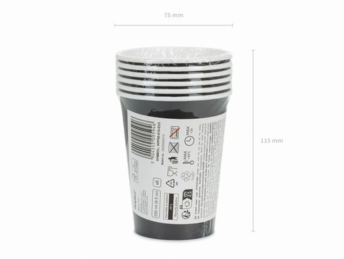 Kubeczki papierowe Basic czarne, 250 ml 6 szt. na Arena.pl