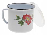 KUBEK EMALIOWANY Z Przykrywką Stalowy 12cm 1l 2724