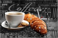 60CM 40CM ZEGAR OBRAZ CZARNA KAWA DRUK PŁÓTNO RAMA