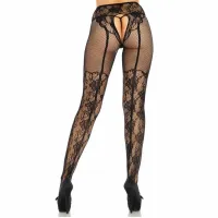 leg avenue pończochy koronkowe fleur de lace z kokardkami, one size